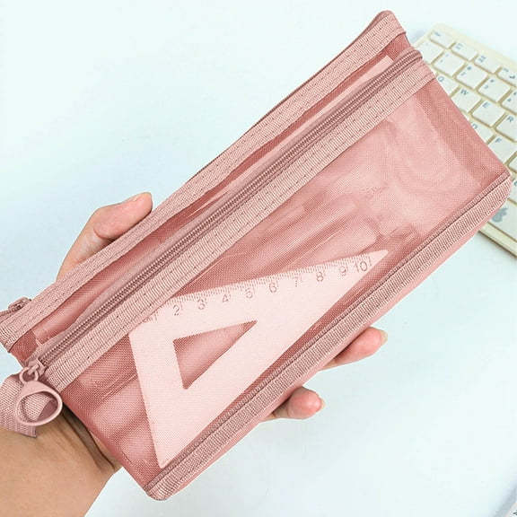 NOBRand Pencil Pouches Bulk, 8.2" x 3.9"Mesh Zipper Pouch Pencil Case, Waterproof Small Zipper Pouches for Travel, Cosmetics, office Organization, Pink