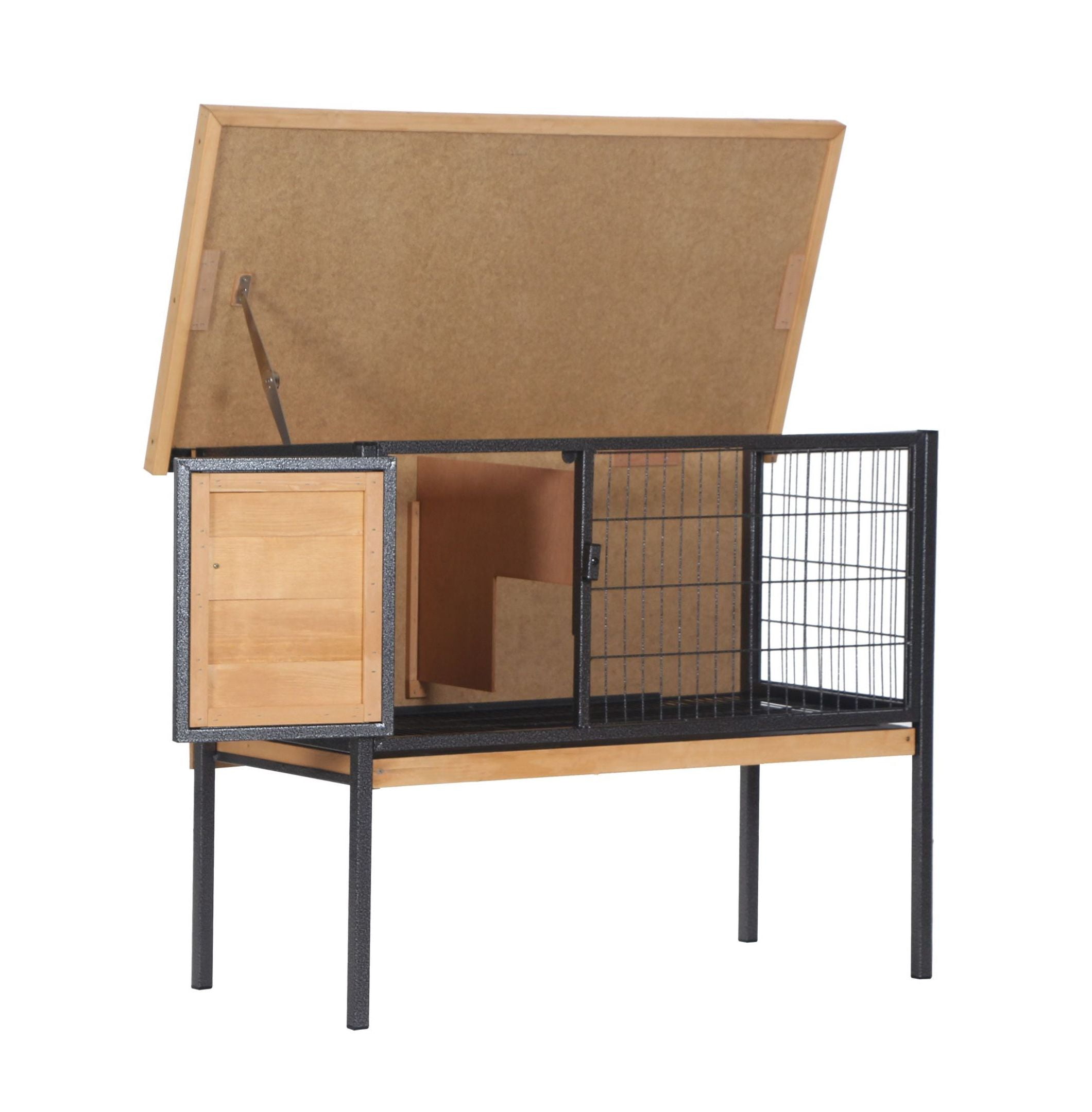 Elevated Outdoor Rabbit Hutch Wooden Pet House Bunny Cage with Removable Tray 36L x 17.75W x 27.5H Natural