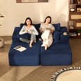 thumbnail image 1 of BIGSYY Chaise Longue Sans Accoudoirs Convertible pour Adultes, Chaise de Lecture, Velours Côtelé, Bleu (2 Colis), 1 of 9