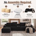 thumbnail image 6 of Muumblus 140" Oversized Modular Sectional Sofa with Storage Console & 2 Ottomans, U-Shaped Boneless Cloud Couch for Living Room, Black Corduroy, 6 of 7