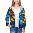 thumbnail image 3 of Pofeuu Sunflower Starry Night Vibes Print Kids Active Zipper Sun Protection Jacket Boys Girls Hooded Cooling Shirt Pockets Fishing Running Outdoor-Medium, 3 of 7