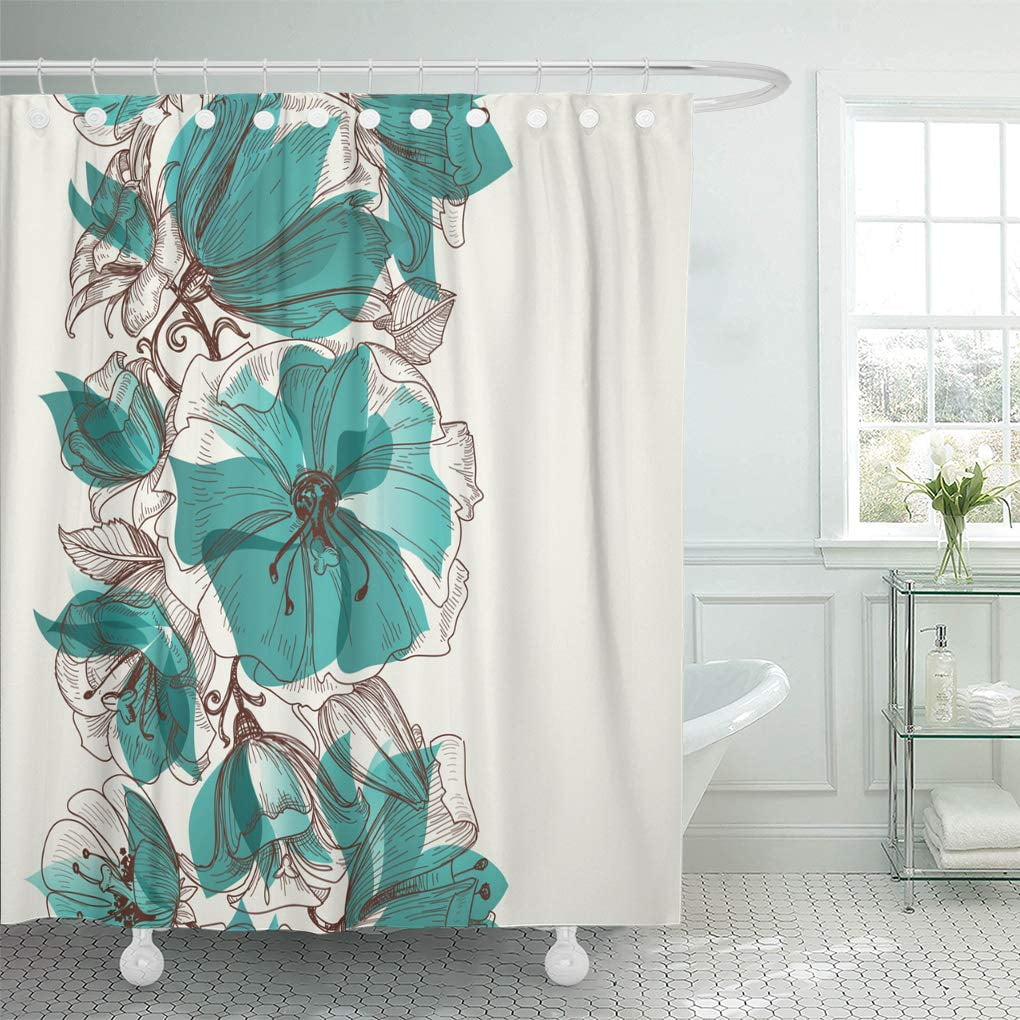 Details about   Watercolor Spring Twigs of Green Leaves Flower Shower Curtain Set Bathroom Decor 