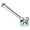 White Gold - 2mm stone, variant on 22G Solid 14Kt Gold Nose Bone Stud with Prong Set real Aquamarine Gemstone, 14kt Yellow Gold or 14kt White Gold - March Birthstone Nose Ring-NBYG_AQM-1.5MM