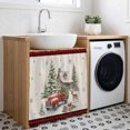 thumbnail image 2 of Christmas Cabinet Dishwasher Hidden Curtains, Privacy Closet Door Curtain, Winter Rustic House Truck Trees Elk Gifts Plaid Red Adhesive Dust Proof Under Sink Skirt for Bathroom Kitchen 35"x35", 2 of 8