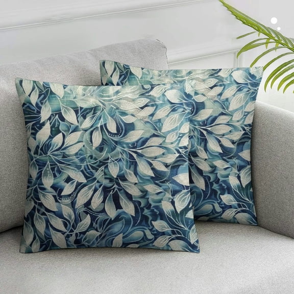 Acheng Teal Dahlia Pillow Covers Rustic Geometric Flower Throw Pillow Case Beige Tan Gray Spring Floral Pillow Cover Cushion Cover for Home Sofa Bedroom Livingroom,Set of 2 White