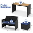 thumbnail image 3 of Costway 4 PCS Outdoor Dining Set, Rattan Loveseat Chair & 2 Ottomans Blue, 3 of 10