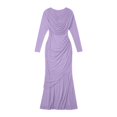 thumbnail image 4 of XIAONU Solid Mermaid Dress For Women Long Sleeve Cowl Neck Ruched Bodycon Evening Gown, 4 of 4