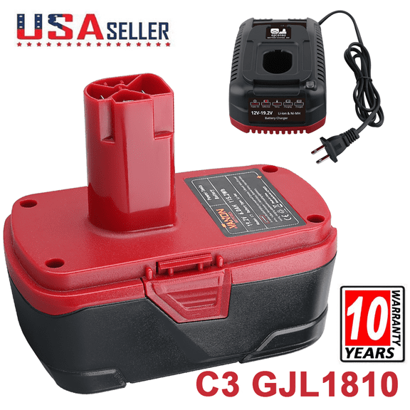 7.0Ah C3 Lithium Battery Replace for Craftsiman 19.2 Volt Battery   Craftsiman 19.2V Charger for XCP 130279005 1323903 130211004 (non-original)