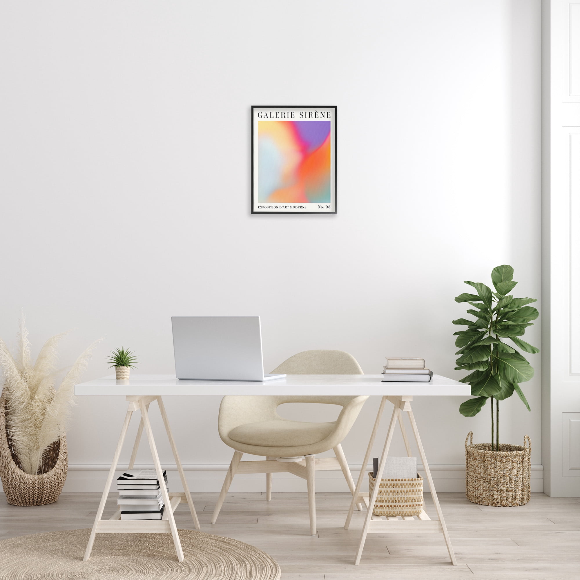 Stupell Industries Vivid Light Flare Pattern Abstract Painting Black Framed Art Print Wall Art, 16 x 20