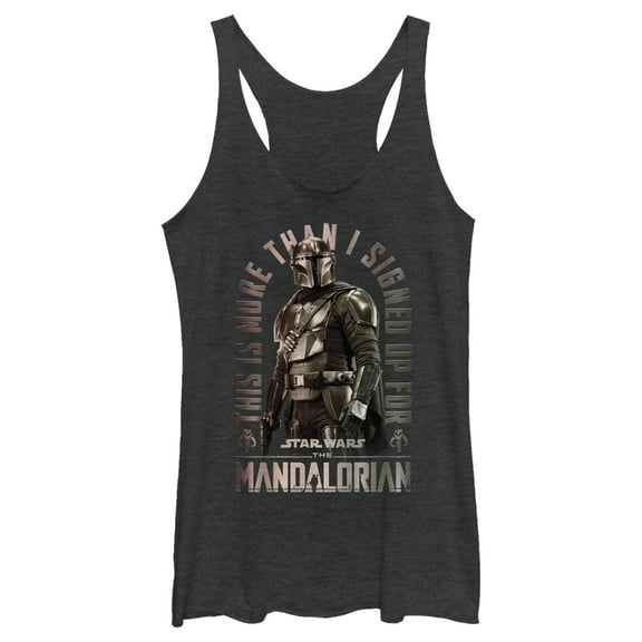 Women's Star Wars: The Mandalorian Shining Mando Racerback Tank Top Black Heather Large