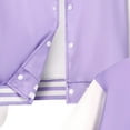 thumbnail image 7 of CAICJ98 Boys Girls Sweatsuits 2 Piece Fall Winter Outfits Toddler Kids Color Block Long Sleeve Button Down Top Varsity BaseBall Jacket and Sweatpants Clothes Set (Purple,9-10 Years), 7 of 7