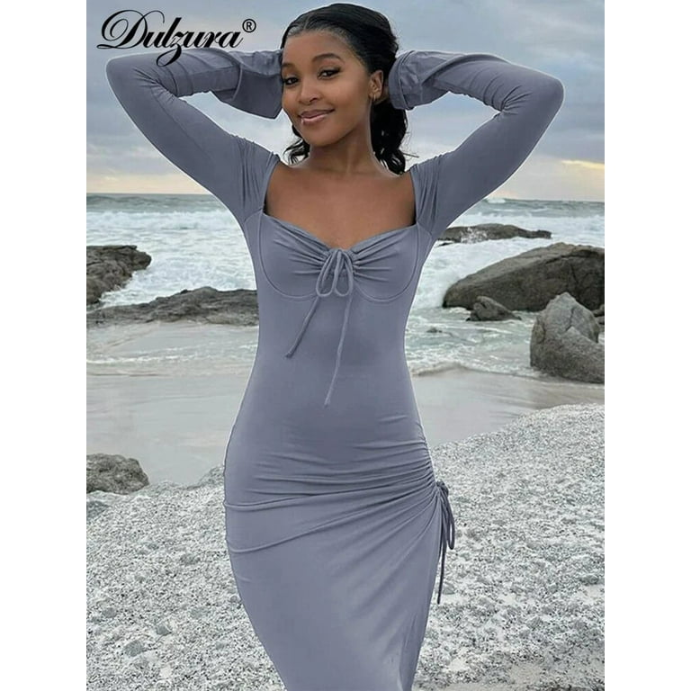 Maxi dress with high side slits 2025