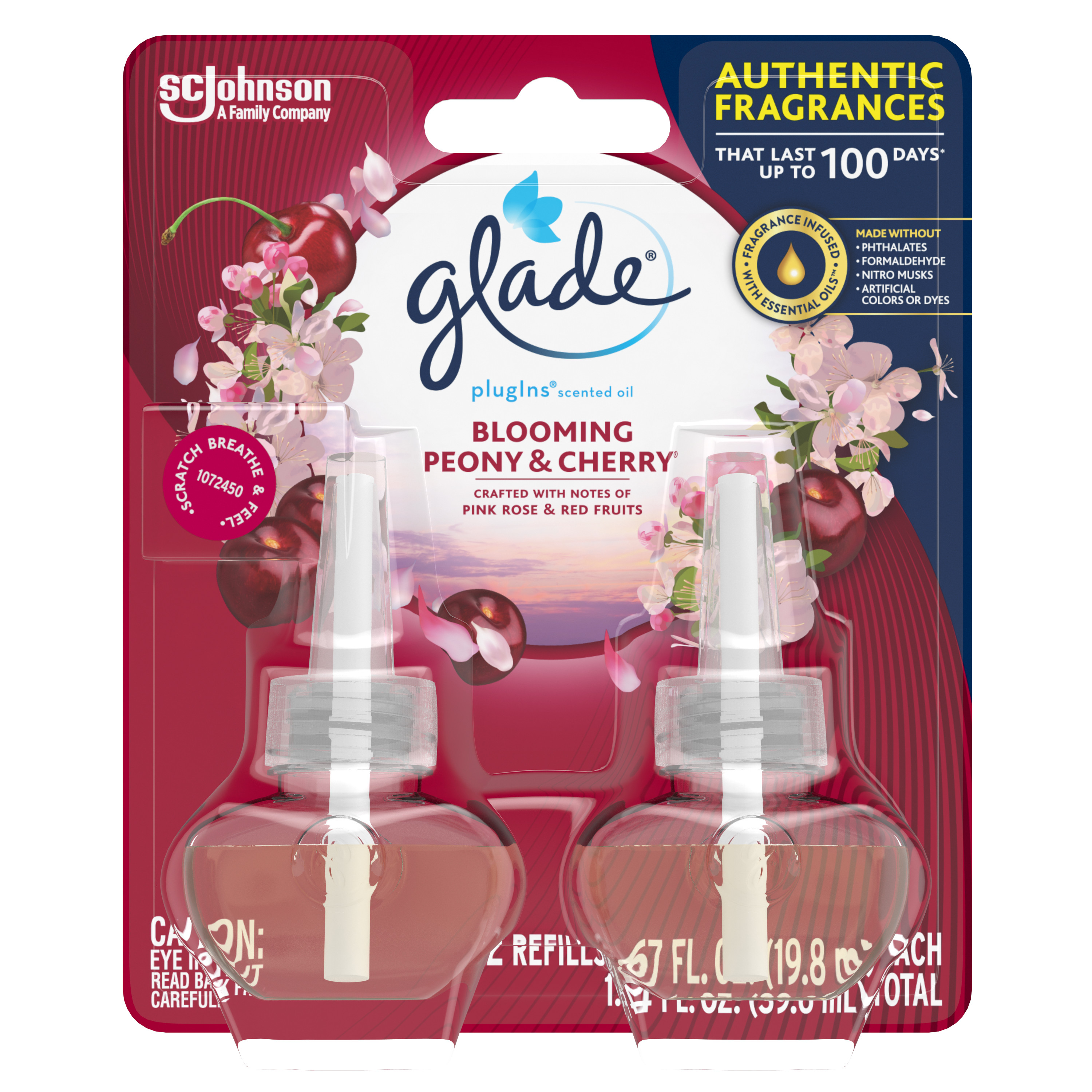 Glade PlugIns Scented Oil Refill, Blooming Peony & Cherry, Essential