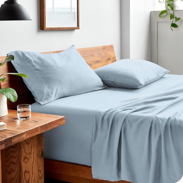 Washed King Sheet Set Premium UltraSoft Microfiber Bed Sheets Double Brushed Hypoallergenic Stain (King Washed Pebble Beach)
