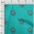thumbnail image 1 of oneOone Cotton Flex Turquoise Blue Fabric Leaves & Floral Block Dress Material Fabric Print Fabric By The Yard 40 Inch Wide, 1 of 4