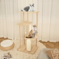 thumbnail image 2 of Gymax 50'' Tall Solid Wood Cat Tree w/ Oak Frame & Beech Post Scratching Board & Posts, 2 of 10