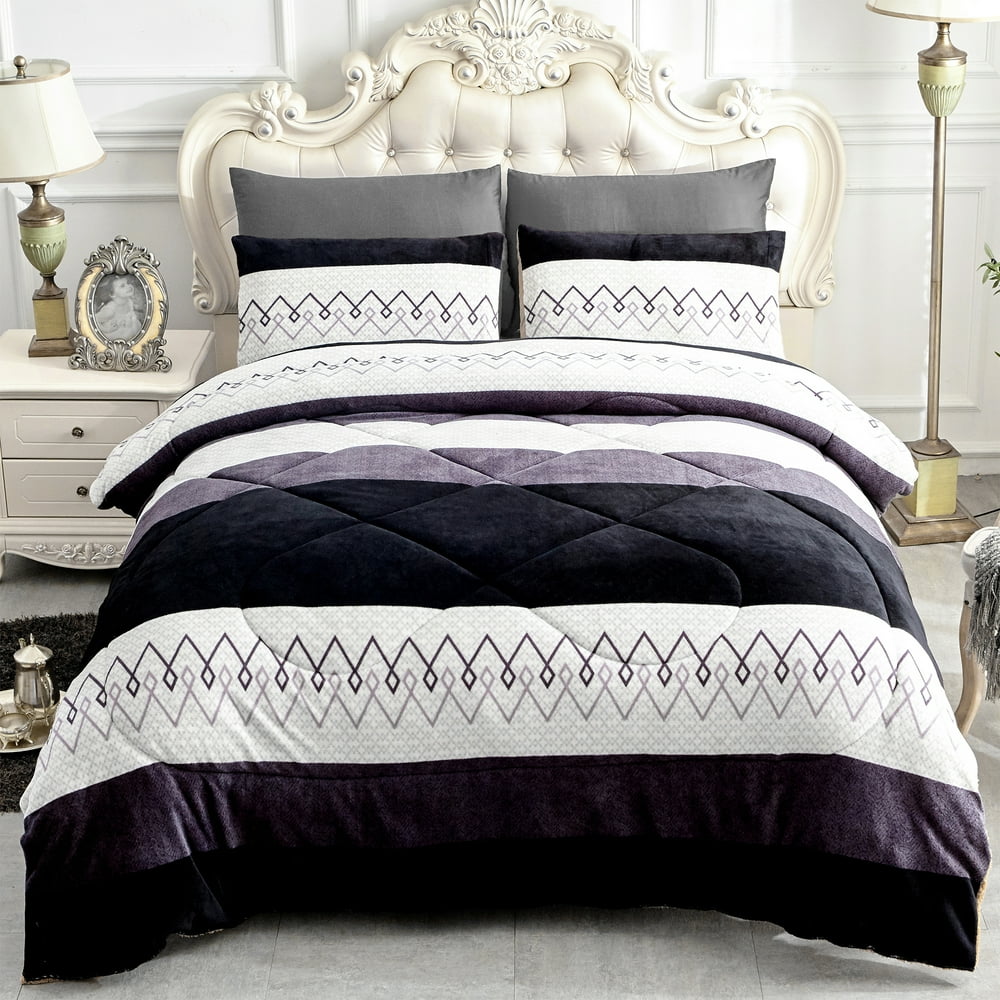 Super Soft 3PCS Blanket For Bed or Couch Printed Reversible Fuzzy