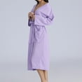 thumbnail image 6 of Women Mens Long Robe Casual V Neck Long Sleeve Couple Bathrobe Sleepwear Nightgown Cardigan Housecoat with Pockets, 6 of 6