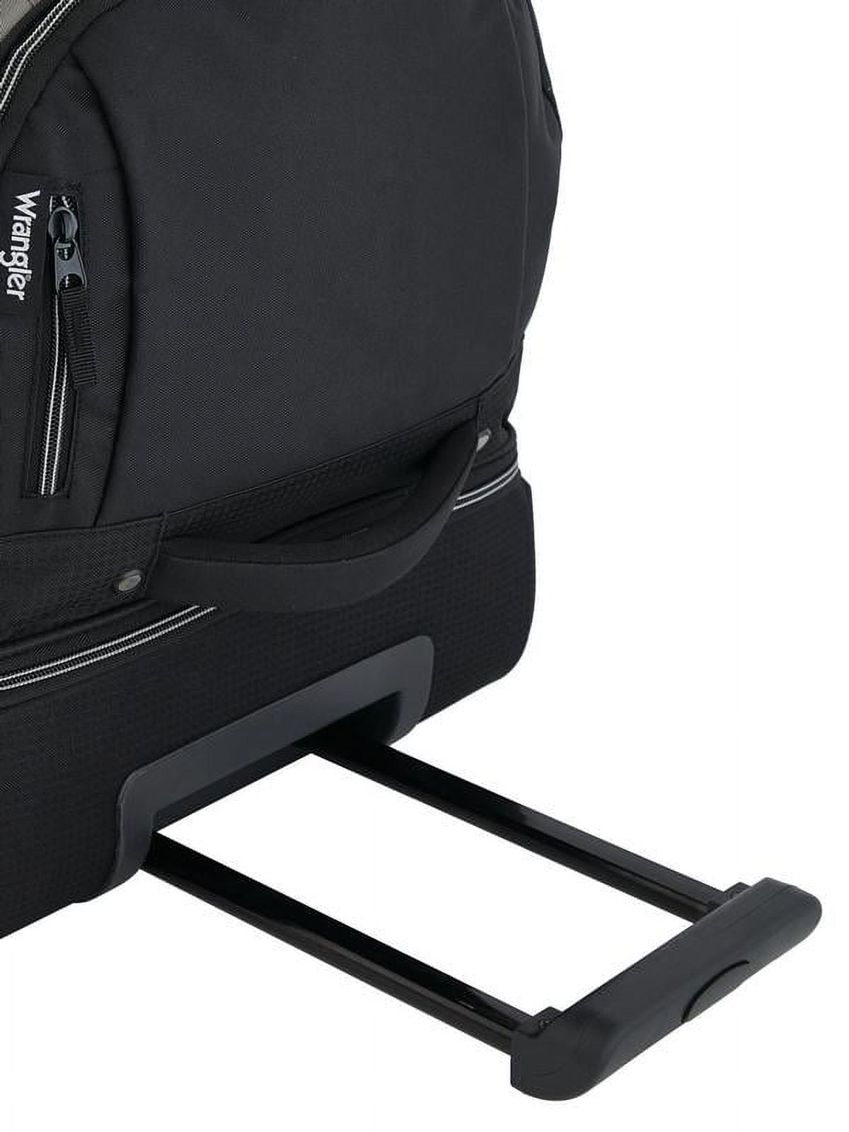 (2 pack) Wrangler 30" Polyester Drop-Bottom Rolling Travel Duffel w/ Interior Toiletry Pocket - Black