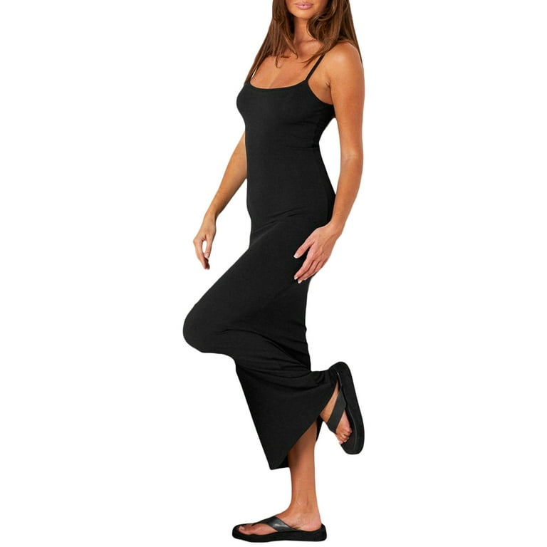 MANIFIQUE Women's Maternity Seamless Shapewear Slip Dress Sleeveless Tank  Dresses Pregnancy Bodycon Dress for Casual Wear