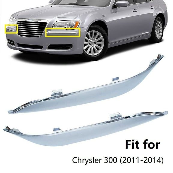 2Pcs Bumper Trims Under Headlight, Chrome Trim Kit Fit for Chrysler 300 (2011-2014)