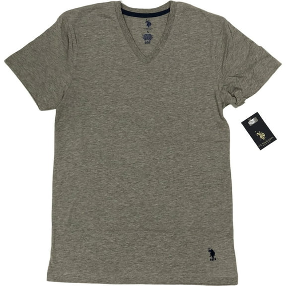 U.S. Polo Association Men's Solid V Neck Short Sleeve T-Shirt Tee, Heather Gray