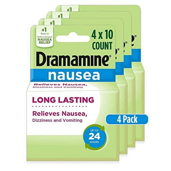 Dramamine Nausea Long Lasting, Nausea Relief, 10 Count, 4 Pack