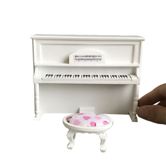 Pisexur Baby Toys Wooden White Piano Mini Doll Scale Model For 1/12 Dollhouse Miniature Baby Dolls,Car Toys for 3-5 Years Boys Girls