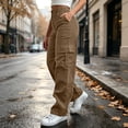 thumbnail image 5 of Purcolt Womens Corduroy Cargo Pants Trendy Casual High Waisted Wide Leg Baggy Trousers Comfort Loose Fit Lounge Pants Streetwear with Pockets, 5 of 9