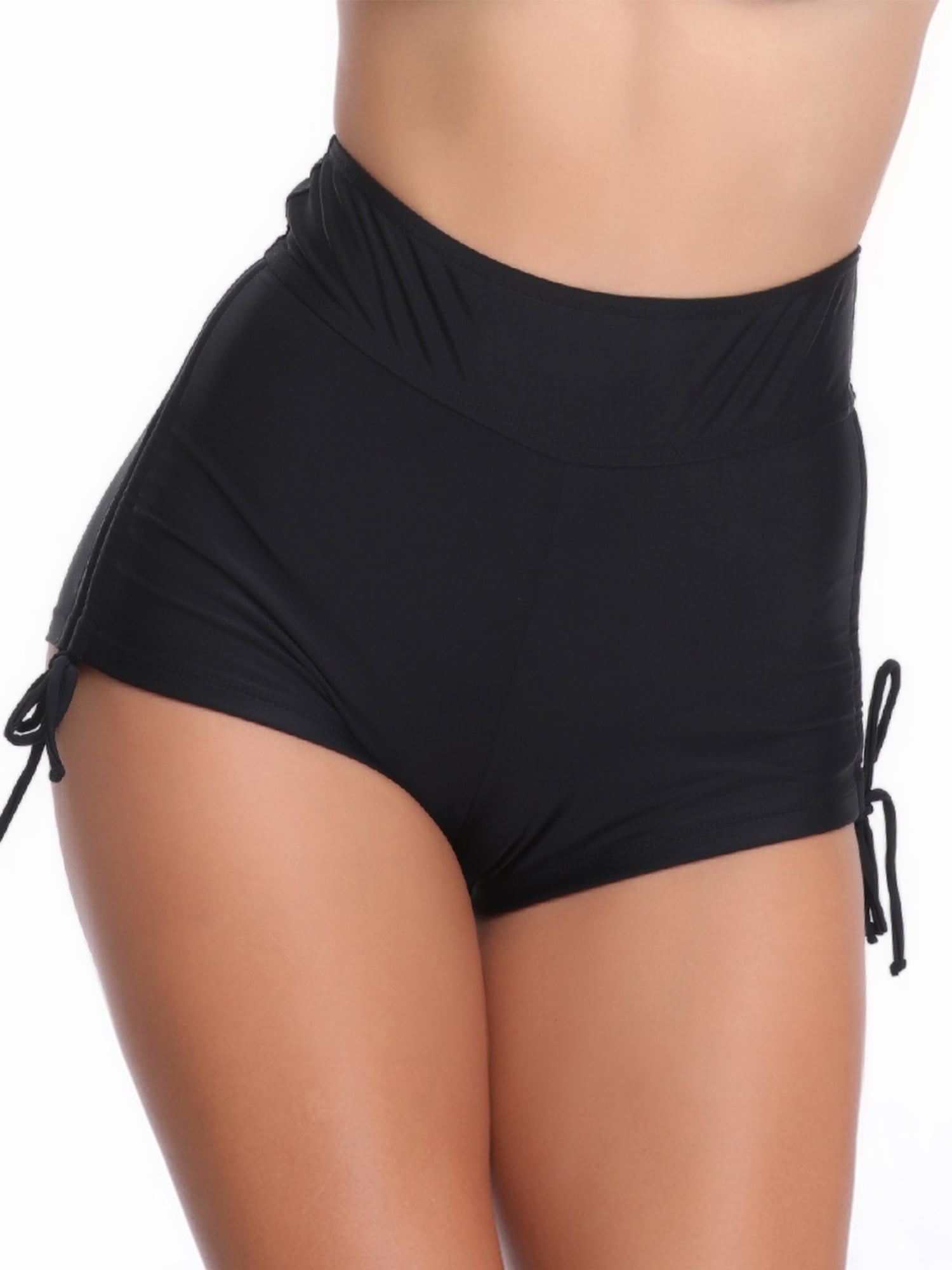 black high waisted swim bottoms