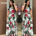 thumbnail image 5 of Elegante vestido de primavera para mujer, informal, de moda, con estampado floral, manga corta, superlargo, 2023, nuevo, a la moda, con aberturas., 5 of 5