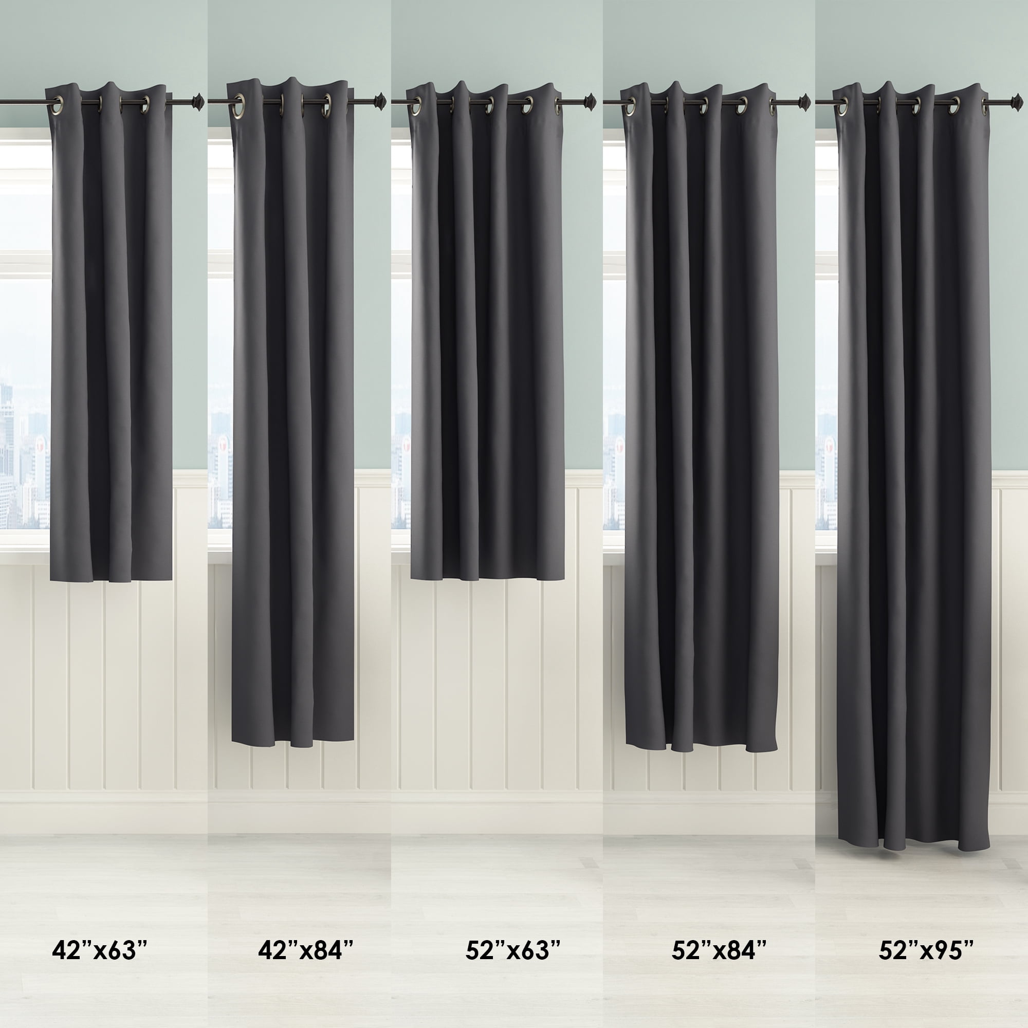 Furinno Collins Blackout Curtain 52X84 In. 1 Panel, Dark Grey