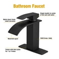 thumbnail image 4 of BESy Black Waterfall Spout Bathroom Faucet, Single Handle Bathroom Sink Faucet, Rv Lavatory Vessel Faucet with Deck Plate, 4 of 7