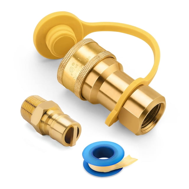 WADEO 1/2 Inch QDD LP Gas Quick Connect Fittings with Male Insert Plug, 1/2 Inch Natural Gas Propane Quick Disconnect Kit, NOT 3/8