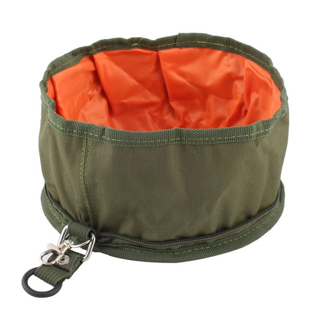Collapsible Fabric Travel Dog Pet Food Water Bowl Holder