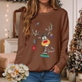 thumbnail image 2 of Kaprioy Sweatshirts for Women Cute Christmas Gift Long Sleeve Shirt Pullover Tops Elk Prints Fall Fashion Clothing Brown, L, 2 of 6