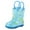 Blue, variant on Caqnni Toddler Rain Boots with Easy Pull on Handles - Comfortable Shiny Kids Rain Boots for Boys and Girls - Fun & Safe Outdoor Play for All Seasons (Pink,17)