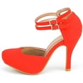 thumbnail image 2 of Dream Pairs Office-02 Women's Classy Mary Jane Double Ankle Strap Almond Toe High Heel Pumps Shoes Office-02 Red/Nubuck Size 6, 2 of 4
