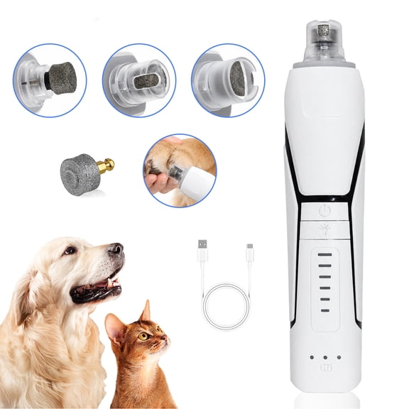 Behome 6-Speed Dog Nail Grinder, Electric Pet Nail Grinder with 3-Level LED Light & Extra Grinder Head, Painless Pet Nail Trimmer for Small to Large Dogs