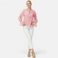 thumbnail image 5 of Women's Long Sleeve Blouse with Flounce Cuffs and Ruffle Trim Tie Neck Design - X Large, Pink, 5 of 7