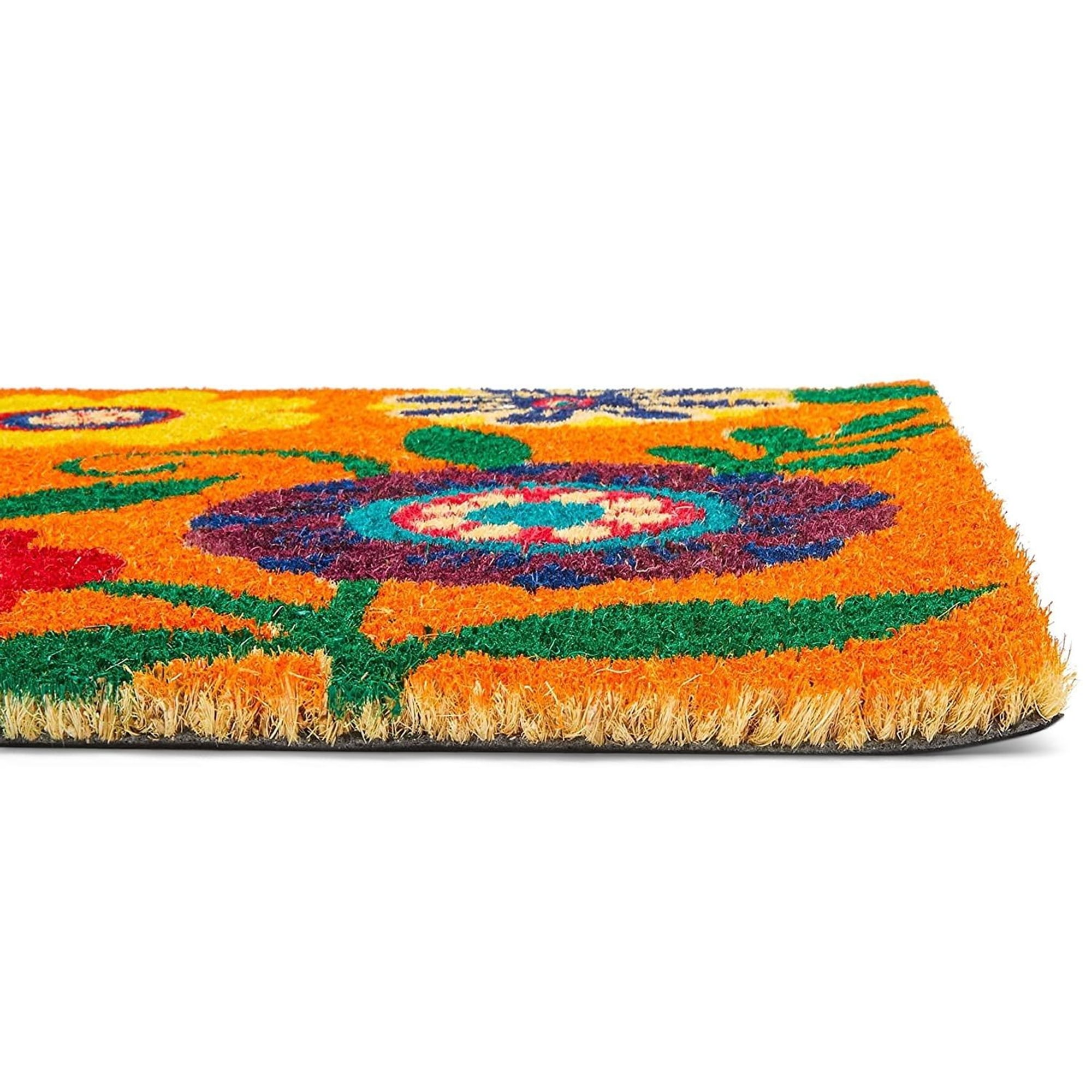  Cute Peacock Coir Door Mat with Heavy Duty Backing Outdoor Mats  for Back Door Waterproof Natural Doormat Pretty Farm Animal Green Peacock  Vintage Flowers Welcome Mats Outside Decor 16x24in : Patio