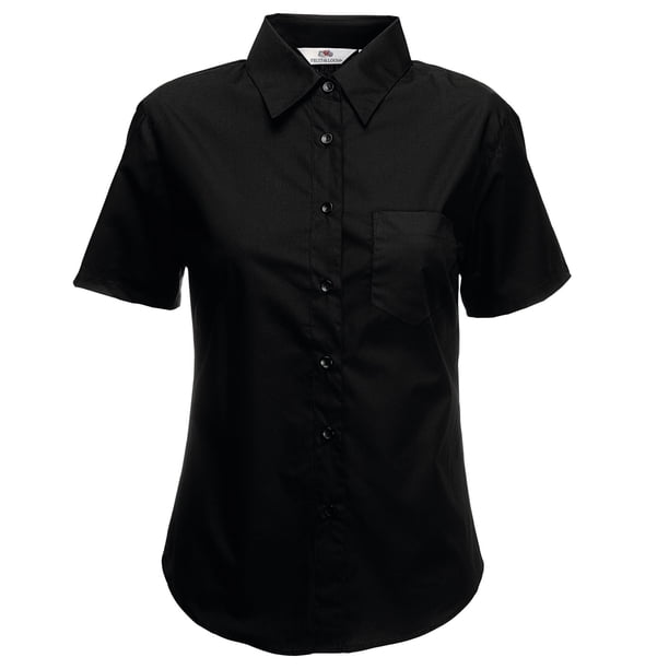 Fruit Of The Loom- Camisa de manga corta de popelina para mujer (Negro)