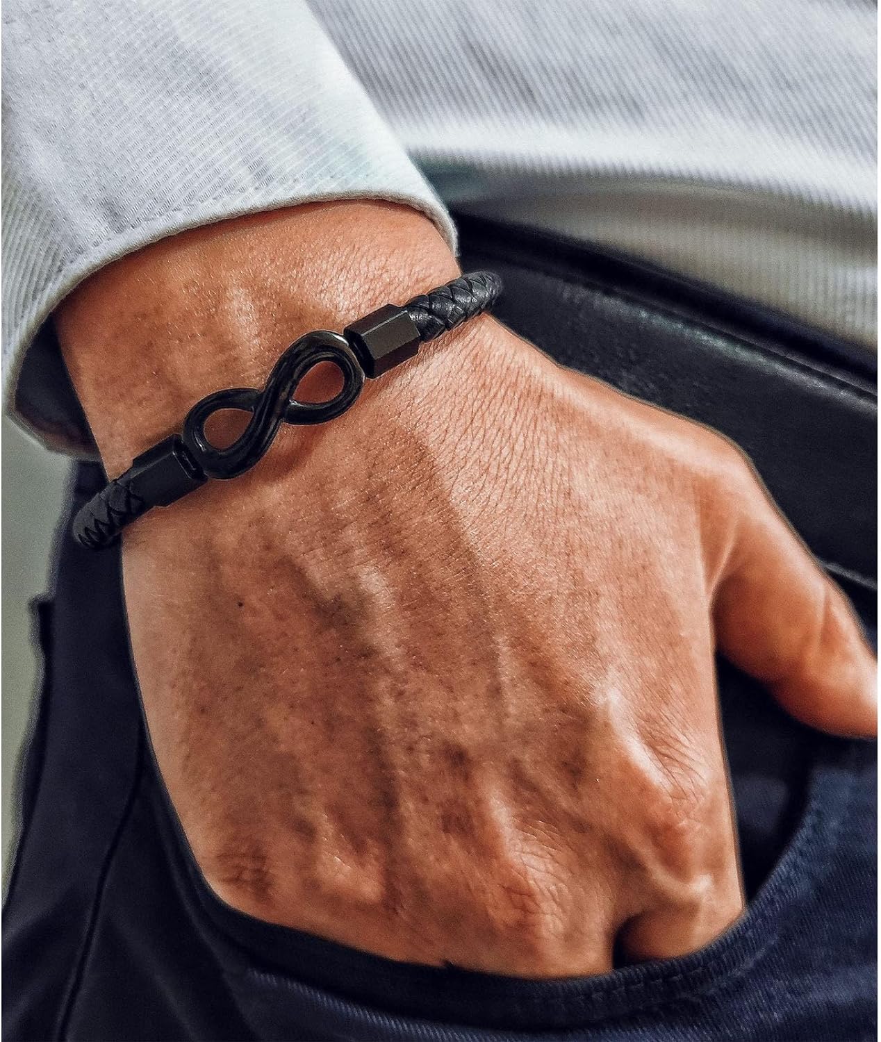 Euphrates Infinity Leather Bracelet for Men photo 6