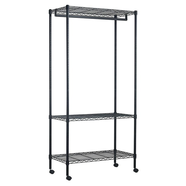 Muscle Rack Steel Rolling Garment Rack with Zippered Cover (Black ...