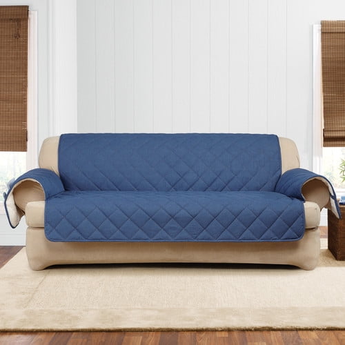 Sure Fit Denim/Sherpa Quilted Recliner Pet Cover with Pockets