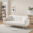 thumbnail image 6 of Beige Teddy Fleece 71.7 - inch Sofa Bed Accompanied by 2 Throw Pillows & Solid Wood + Artificial Board Frame, 6 of 9