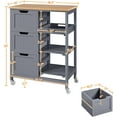 thumbnail image 2 of AEGFKD Kitchen Island Cart on Wheels with Storage, Rolling Bar Cart with Solid Wood Top and 3 Drawers, 3 Removable Shelves, Serving Utility Carts for Dining Room/Small Kitchen, Dark Gray, 2 of 10
