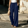 thumbnail image 4 of VV AVEORS Womens Wide Leg Sweatpants Drawstring Baggy Sweat Pants With Pockets Elastic Waisted Lounge Casual Trousers Navy L, 4 of 5