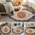 thumbnail image 5 of Round Rug 6Ft, Orange Blue Boho Pattern Soft Non-Slip Washable Felt Carpet Pad, Abstract Geometrically Art Area Rugs for Living Room Bedroom Kids Room, 5 of 9