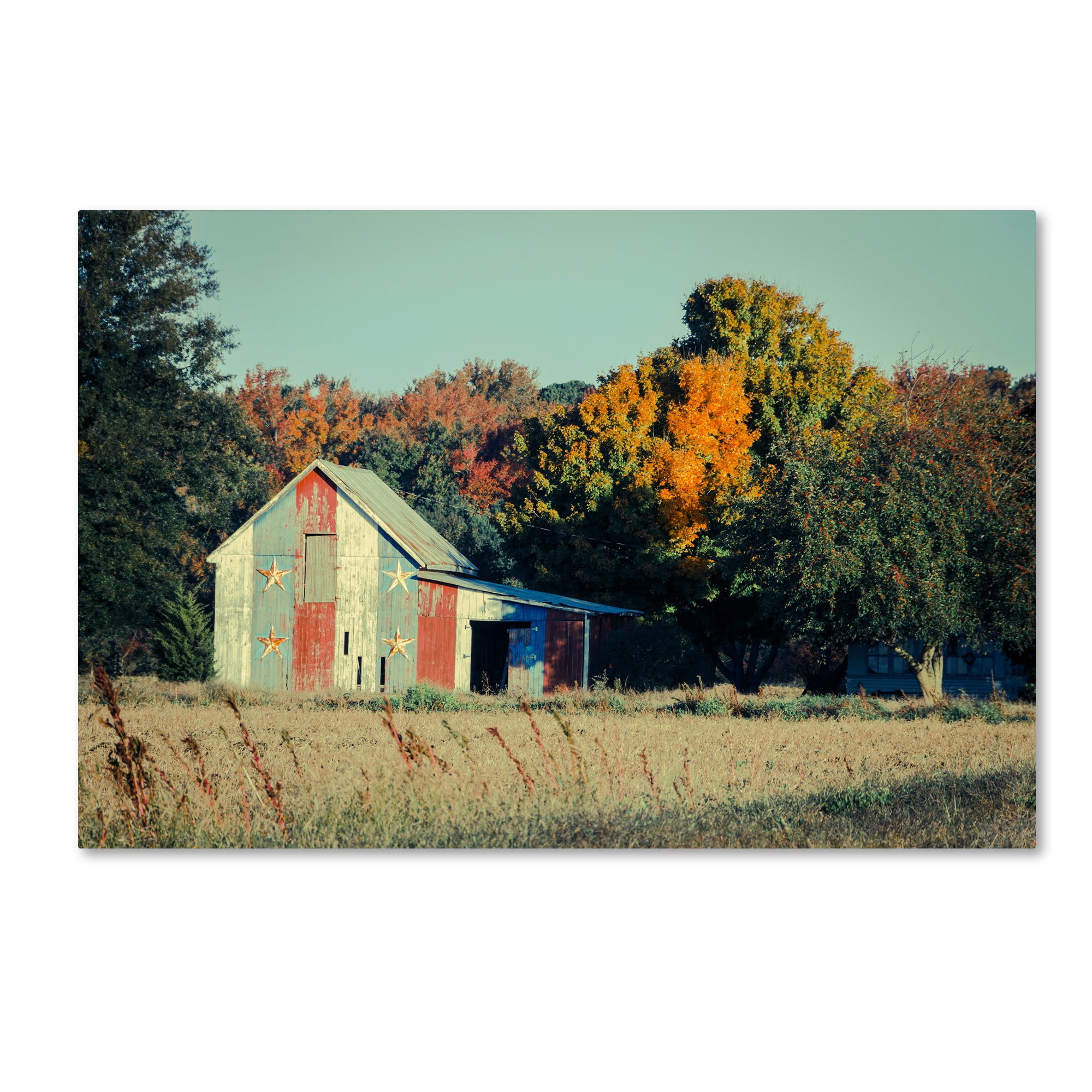 Trademark Fine Art 'Patriotic Barn in Field' Canvas Art by PIPA Fine Art